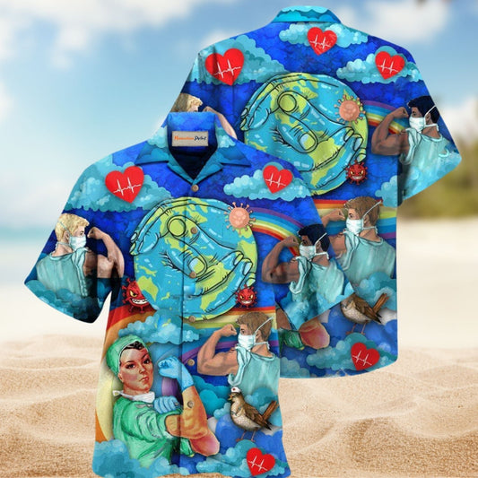 Never Underestimate A Survivor Nurse Hawaiian Shirt For Summer Vacation Beach Travel And Relaxed Casual Wear