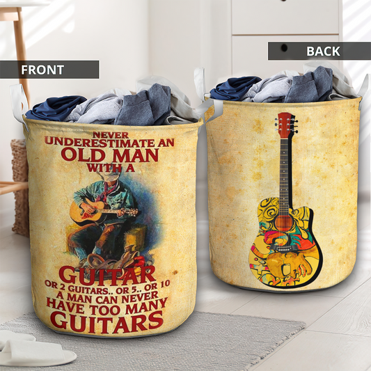 Never Underestimate An Old Man Guitar Laundry Basket For Bathroom Bedroom Storage