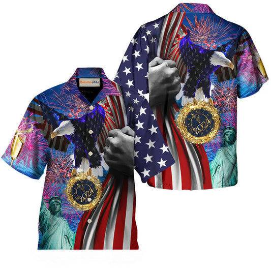 Vintage New American Christmas Celebration Hawaiian Shirt Artwork Detail For Resort Trips And Outdoor Activities