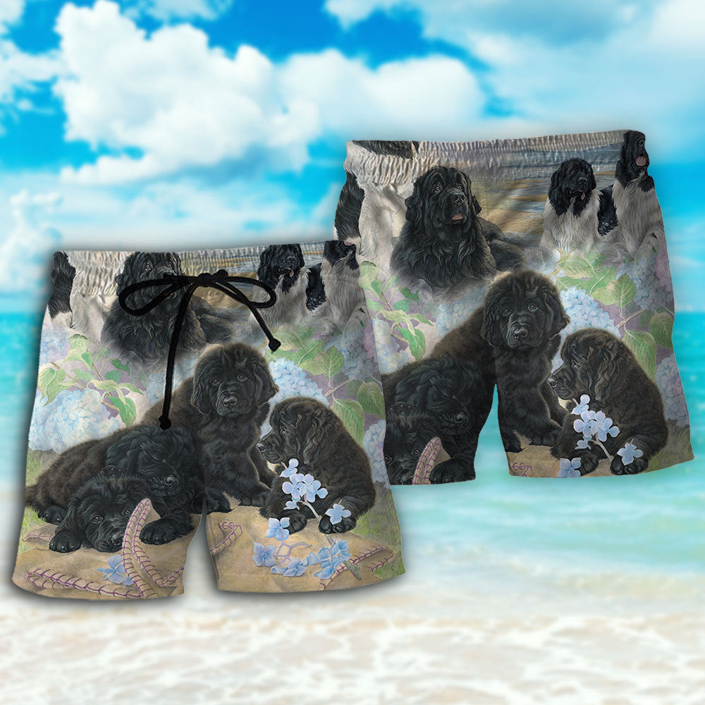 Black Floral Newfoundland Beach Shorts Pattern Detail For Relaxed Weekends And Thoughtful Gift Giving