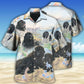 Floral Newfoundland Dog Design Hawaiian Shirt For Coastal Travel, Casual Events, And Comfortable Summer Wear