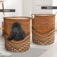 Dog Newfoundland Dog Rattan Texture Laundry Basket For Room Home Organizer
