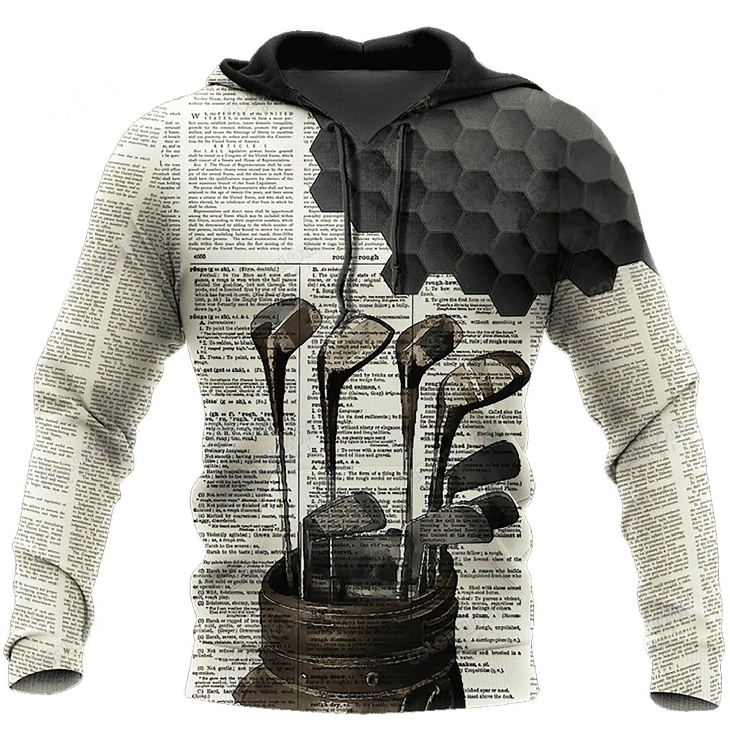 Newspaper Golf Hoodie For Recreational Activities Travel And Comfortable Streetwear