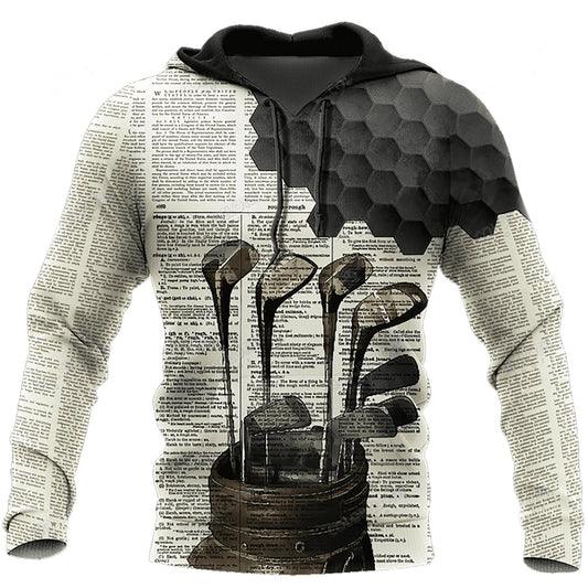 Newspaper Golf Hoodie For Recreational Activities Travel And Comfortable Streetwear