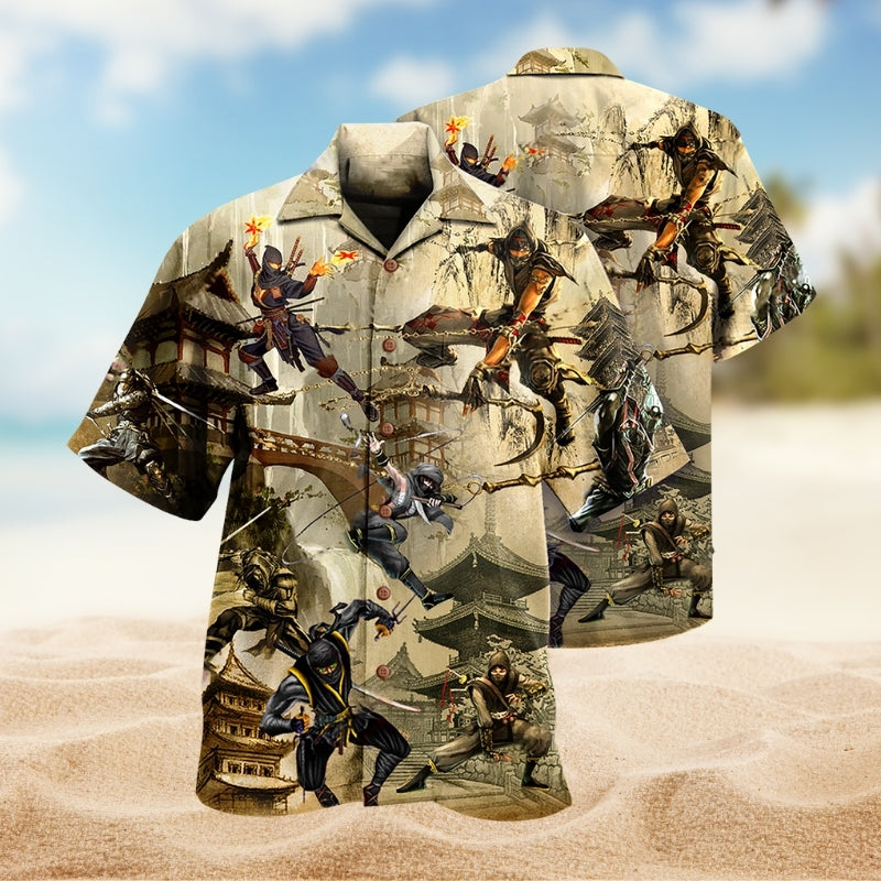 Ninja Move Hawaiian Shirt For Summer Vacation, Beach Travel, And Casual Wear