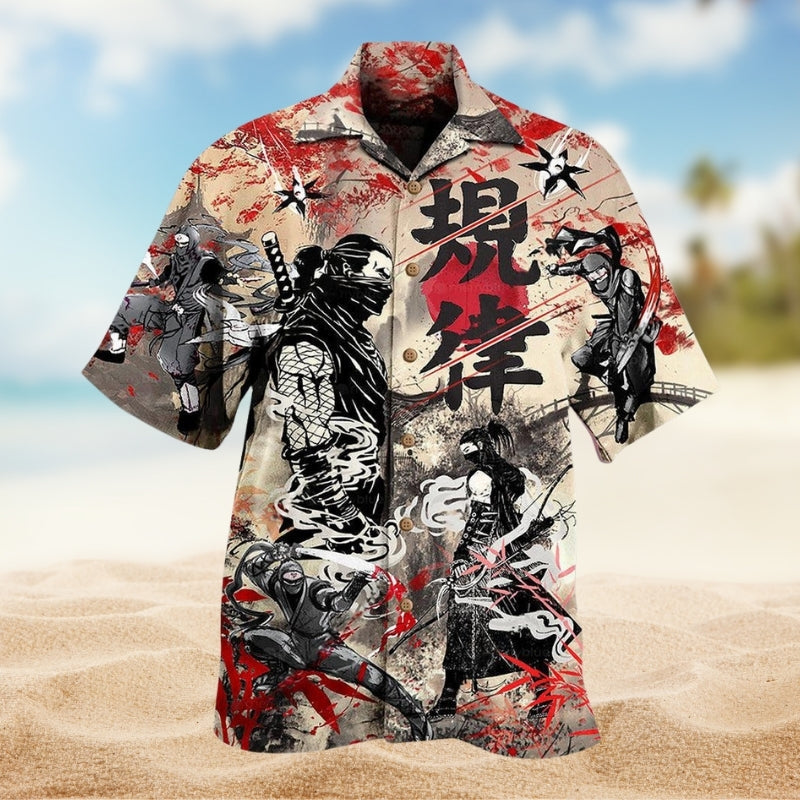 Ninja Warrior Hawaiian Shirt For Resort Trips, Coastal Parties, And Warm Weather Style