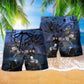 Ninja Dark Moon Night Beach Shorts Pattern Detail For Coastal Leisure And Easy Warm Weather Wear