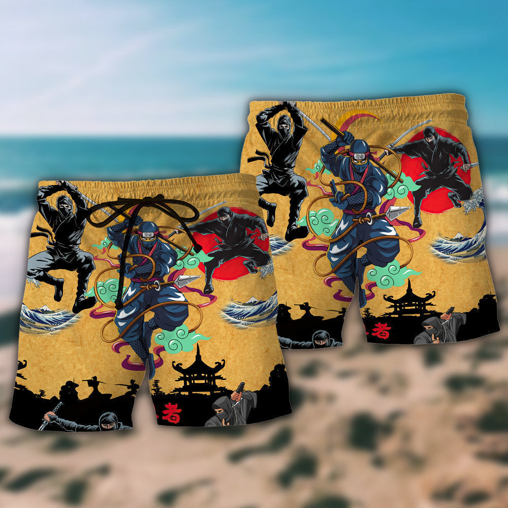 Ninja Warrior Path Beach Shorts Pattern Detail For Island Trips And Comfortable Resort Style