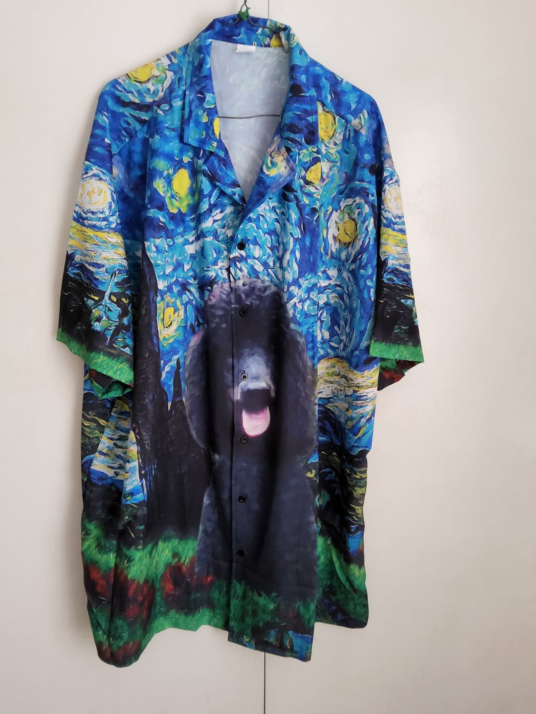 Personalized Pet Portrait Starry Sky Hawaiian Shirt Relaxed Style View For Vacation Style