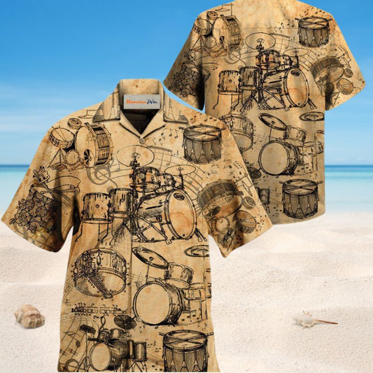 Music No Drums No Life Hawaiian Shirt For Tropical Trips Coastal Events And Distinctive Summer Style