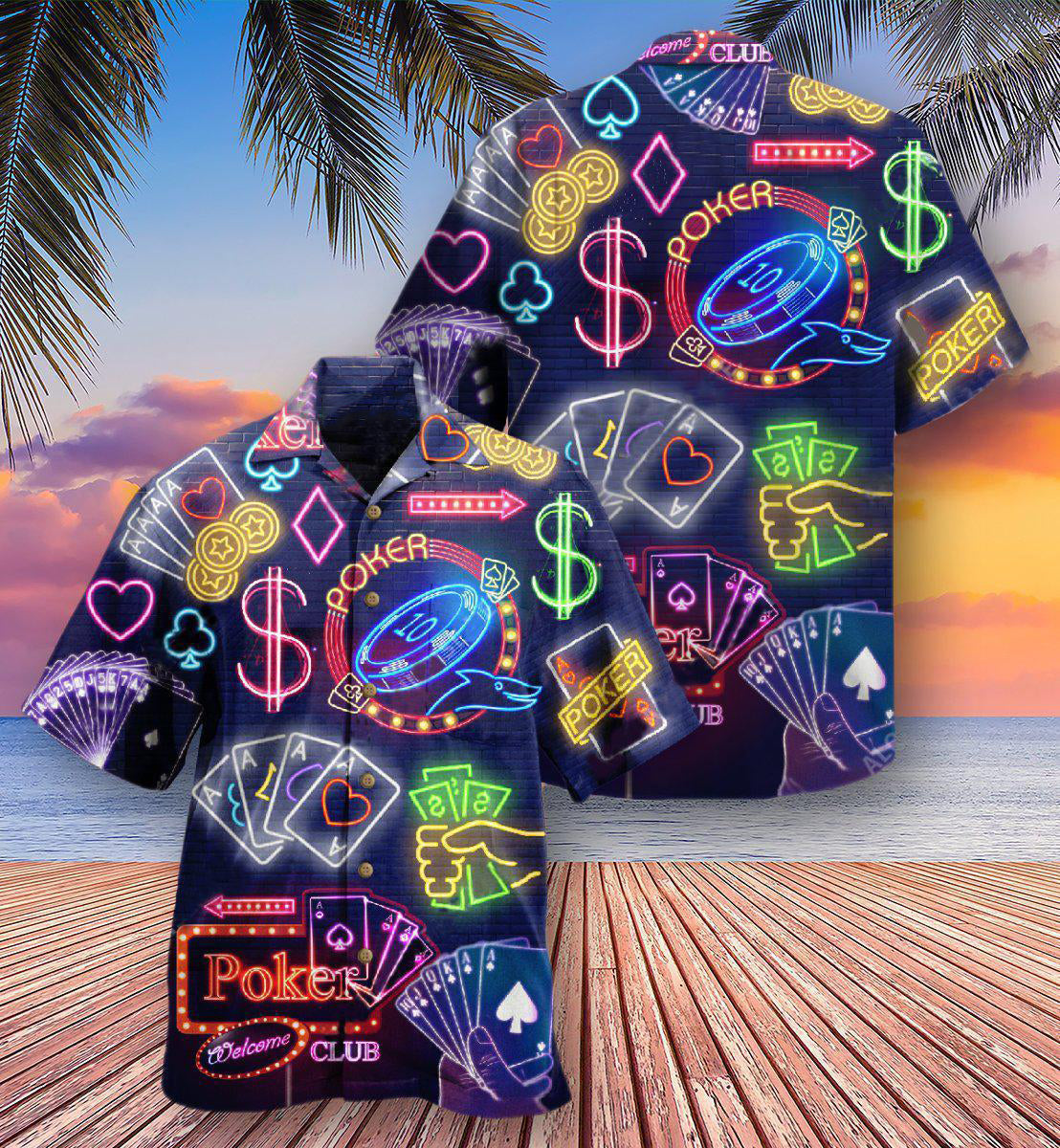 Game Card Party Hawaiian Shirt Pattern View For Lightweight Everyday Style