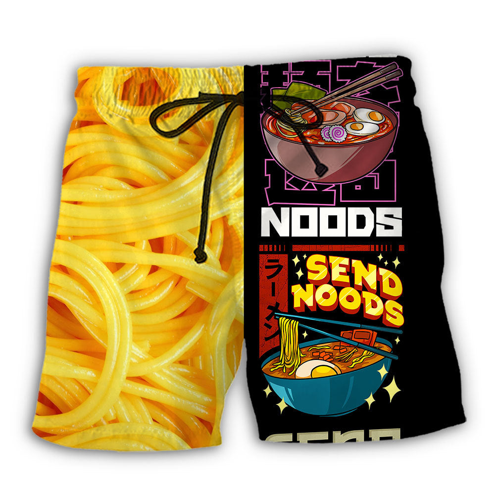 Send Noods Funny Noodle Food Beach Shorts For Beach Trips And Relaxed Vacation Styling