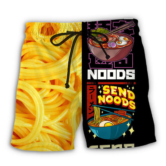 Send Noods Funny Noodle Food Beach Shorts For Beach Trips And Relaxed Vacation Styling