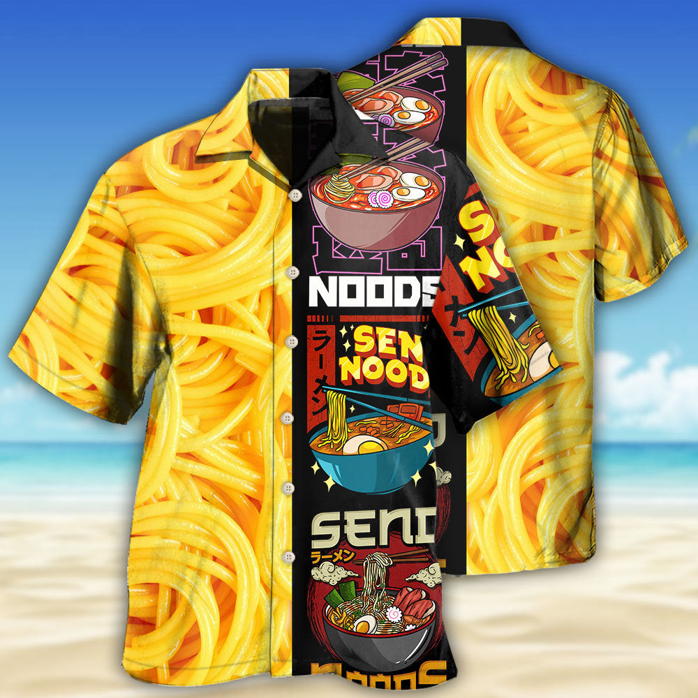 Creative Noodles Humor Food Hawaiian Shirt For Summer Vacation, Beach Travel, And Casual Wear
