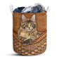 Cat Norwegian Forest Cat Rattan Texture Laundry Basket For Bathroom Bedroom Storage