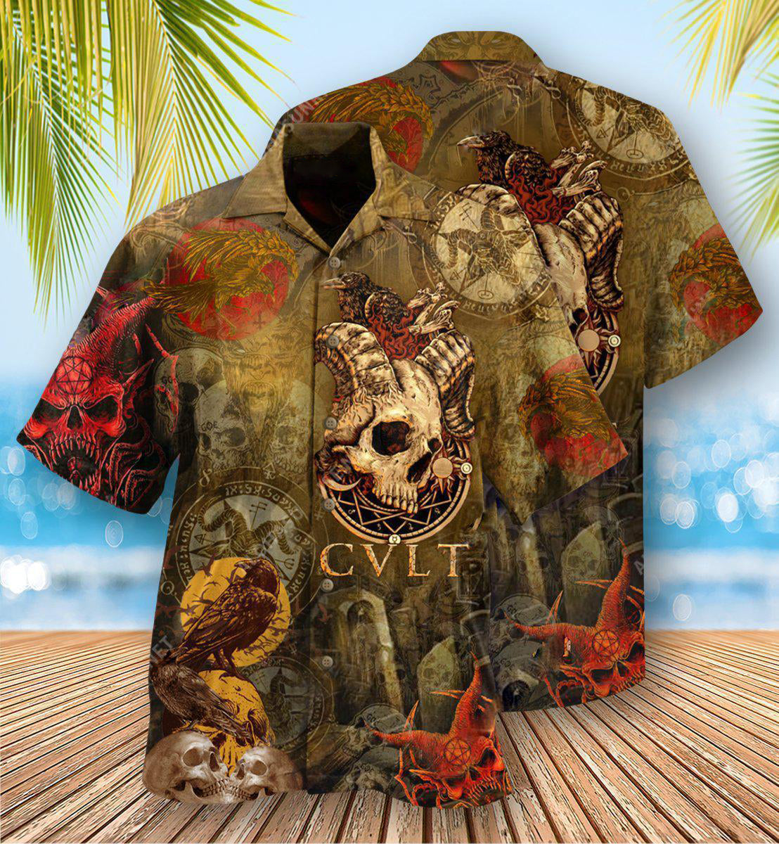 Skull Hawaiian Shirt With All Over Print For Tropical Parties Vacation Travel And Casual Summer Style