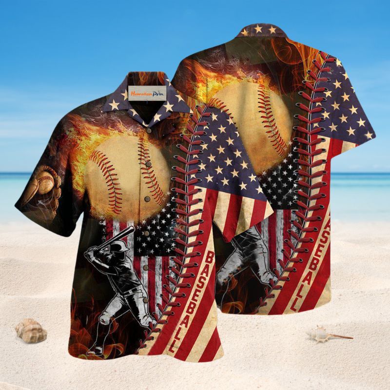 American Baseball Hawaiian Shirt For Coastal Travel, Casual Events, And Comfortable Summer Wear