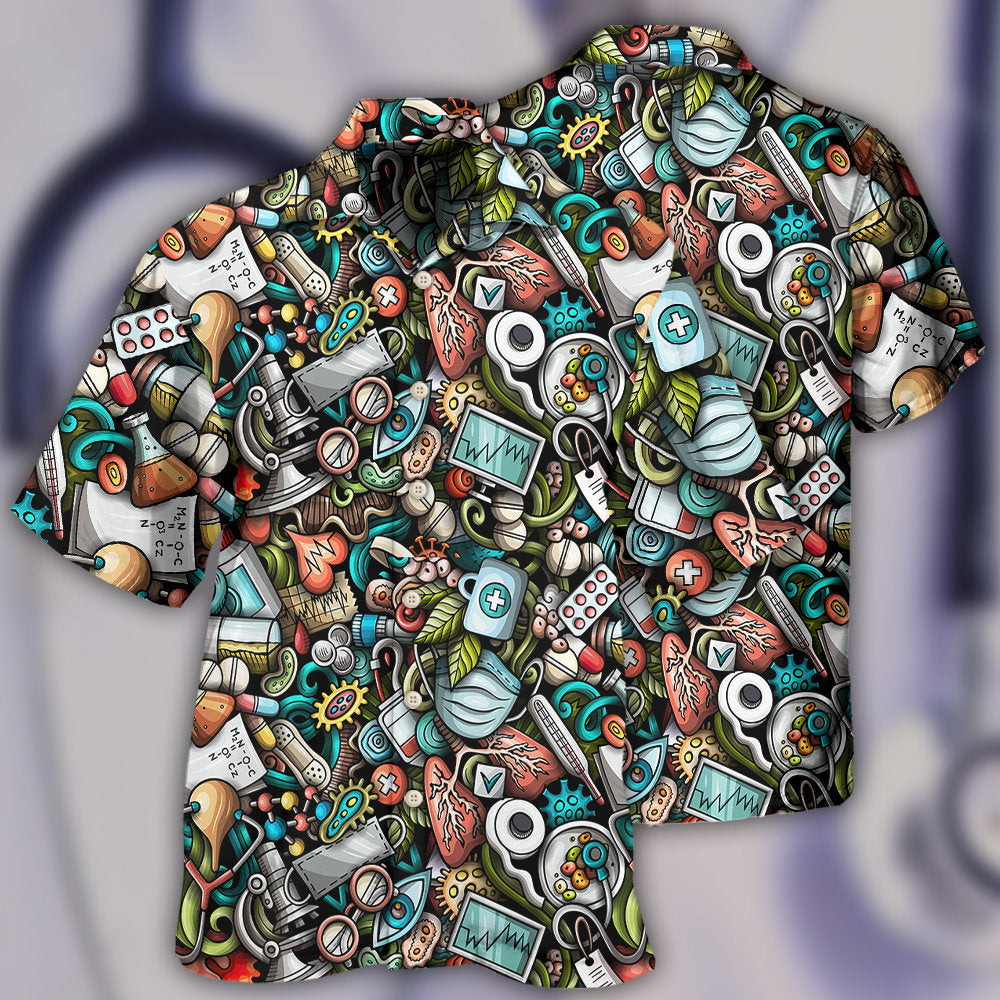 Nurse Pattern Hawaiian Shirt For Tropical Holidays, Outdoor Gatherings, And Everyday Comfort