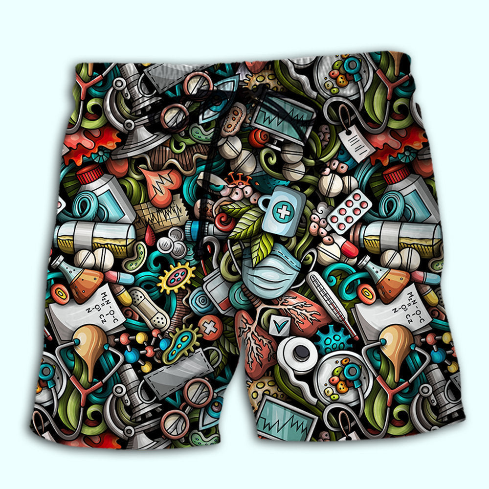 Nurse Life Appreciation Beach Shorts Pattern Detail For Relaxed Warm Weather Outfits