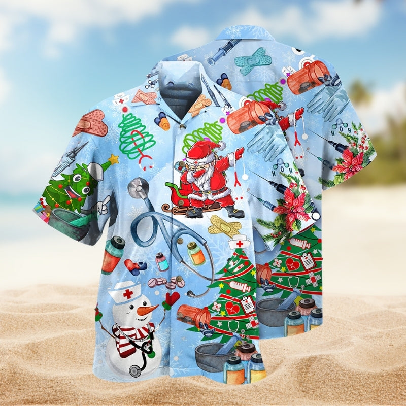 Christmas Creative Pattern Hawaiian Shirt For Christmas Gatherings, Resort Trips, And Cheerful Seasonal Style