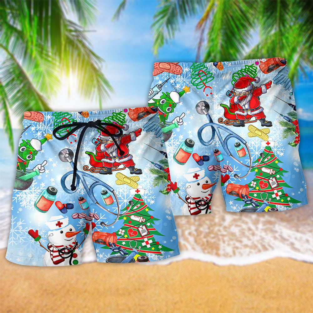 Nurse Christmas Holiday Beach Shorts Pattern Detail For Leisure Travel And Everyday Comfort