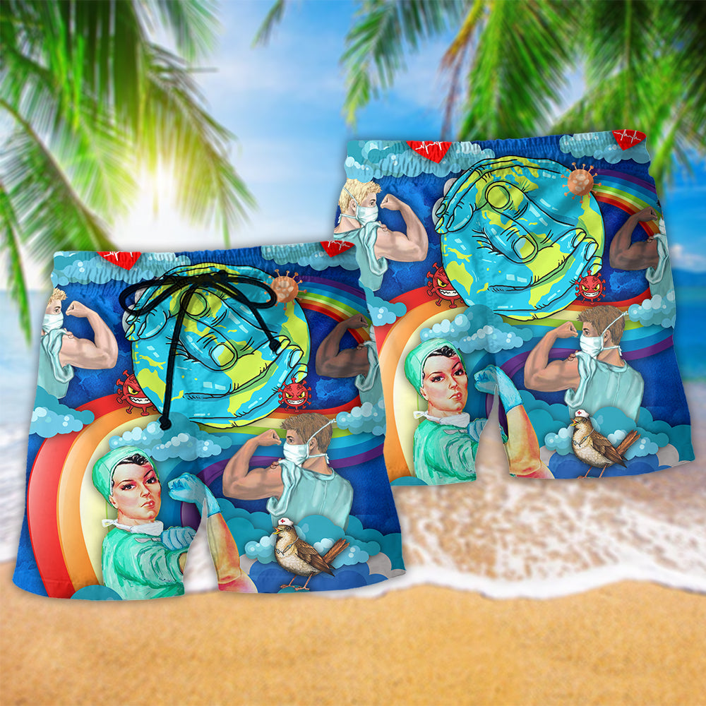 Nurse Strength Survivor Angel Quote Beach Shorts Design View For Summer Events And Coastal Getaways