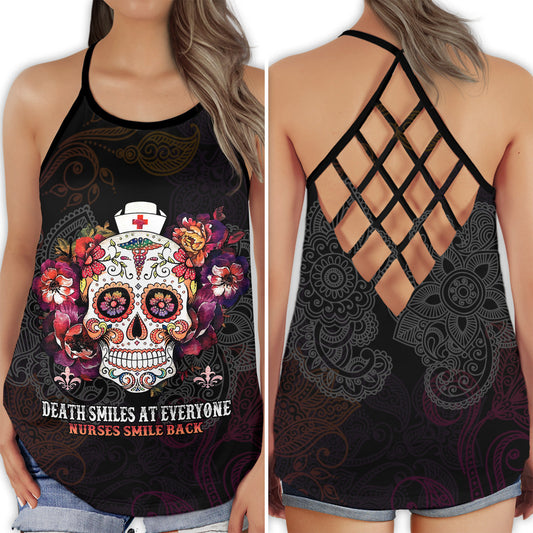 Nurse Smile Back Quote Hollow Tank Top For Yoga Workouts And Casual Wear