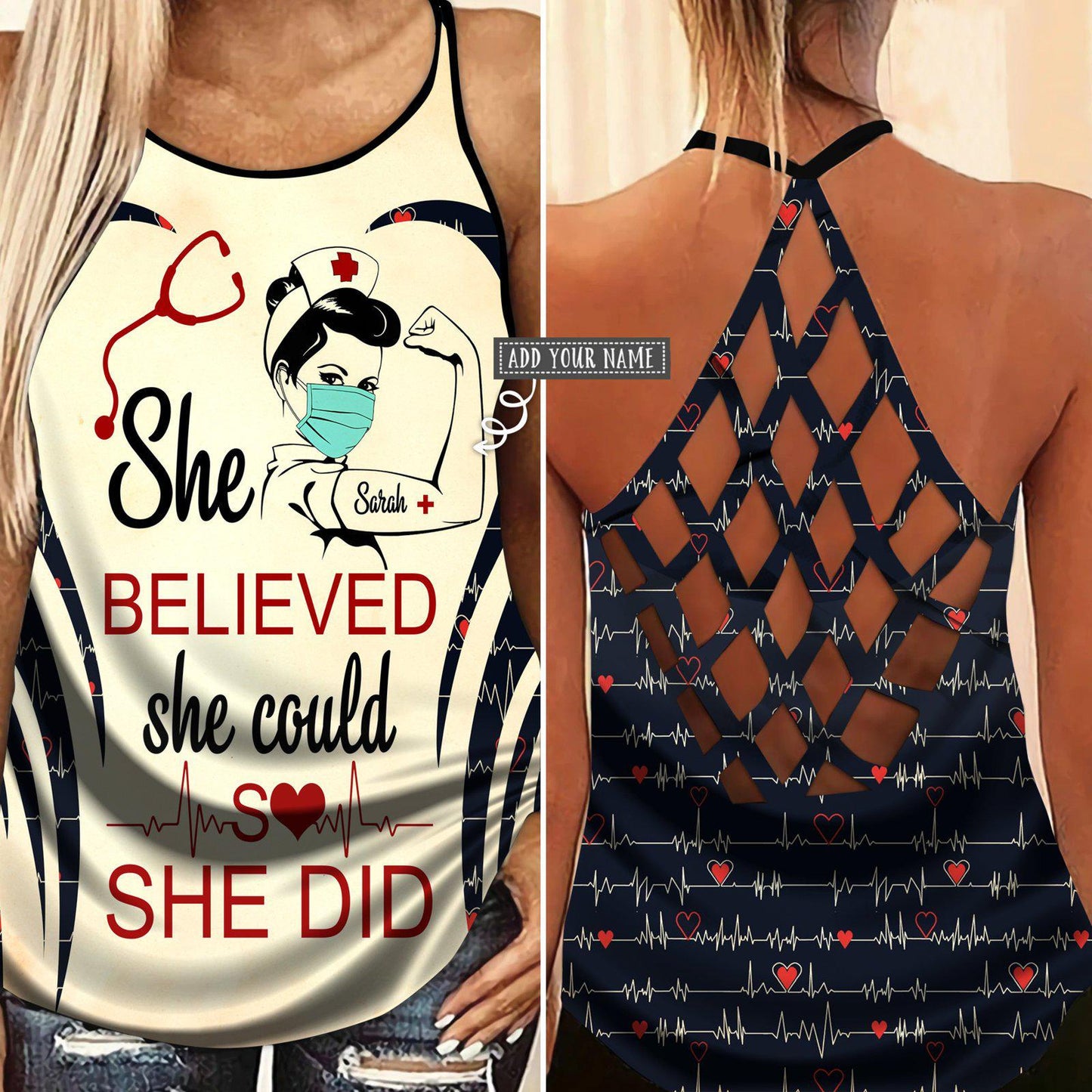 Nurse Strength Hollow Tank Top For Active Lifestyles And Weekend Style