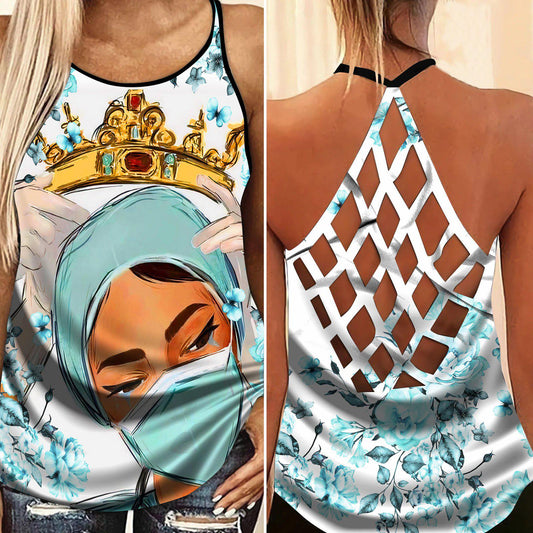 Nurse Strength Hollow Tank Top For Yoga Practice And Vacation Outfits