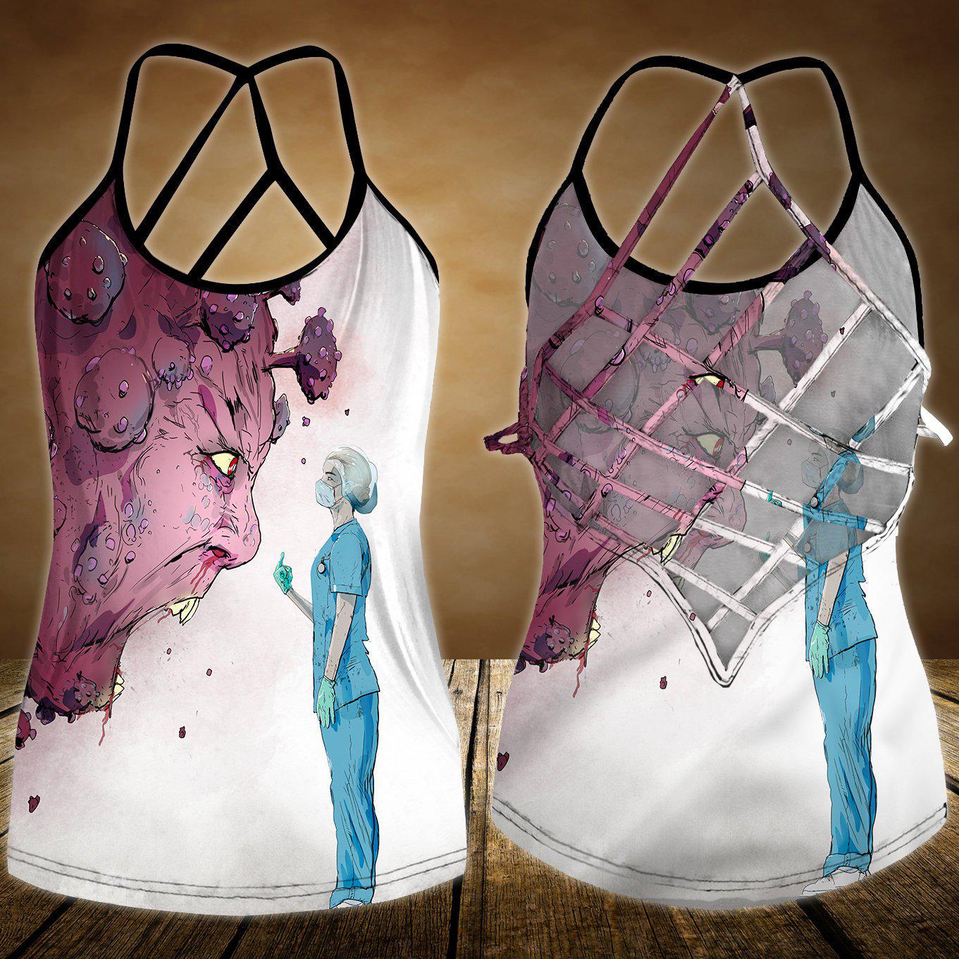 Nurse Strength Hollow Tank Top For Studio Workouts And Casual Wear