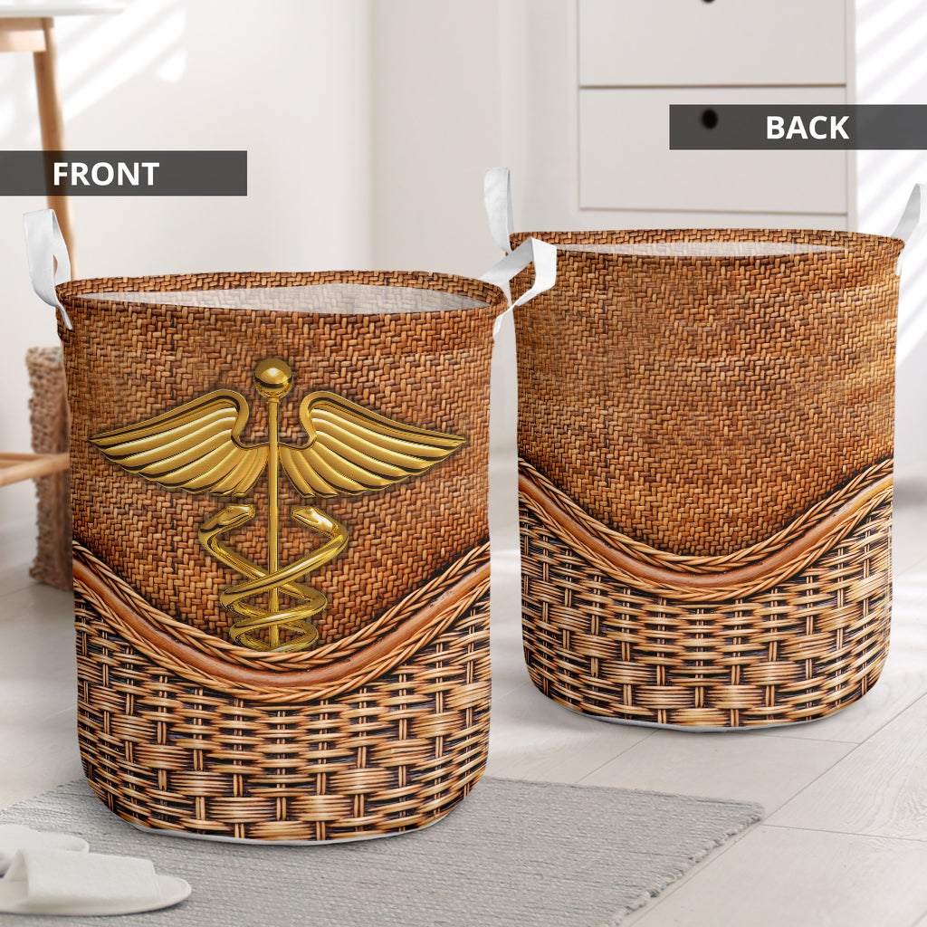 Nurse Rattan Texture Laundry Basket For Room Home Organizer