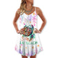 Turtle Satty Lil Beach Love Ocean V-Neck Sleeveless Cami Dress For Island Holidays And Thoughtful Gifting