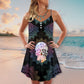 Sugar Skull Mandala V-Neck Sleeveless Cami Dress For Weekend Parties And Distinctive Outfits