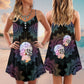 Sugar Skull Mandala V-Neck Sleeveless Cami Dress For Weekend Parties And Distinctive Outfits