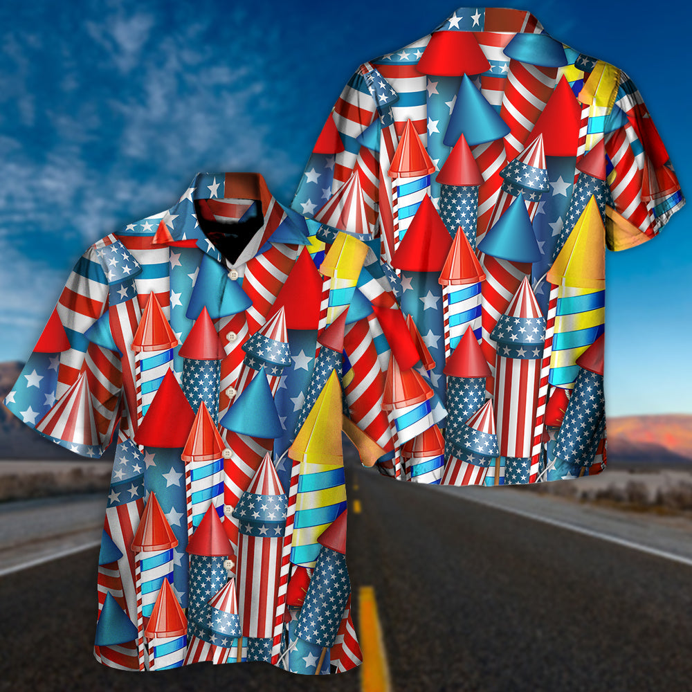 Firework Independence Day Hawaiian Shirt For Patriotic Events And Summer Travel
