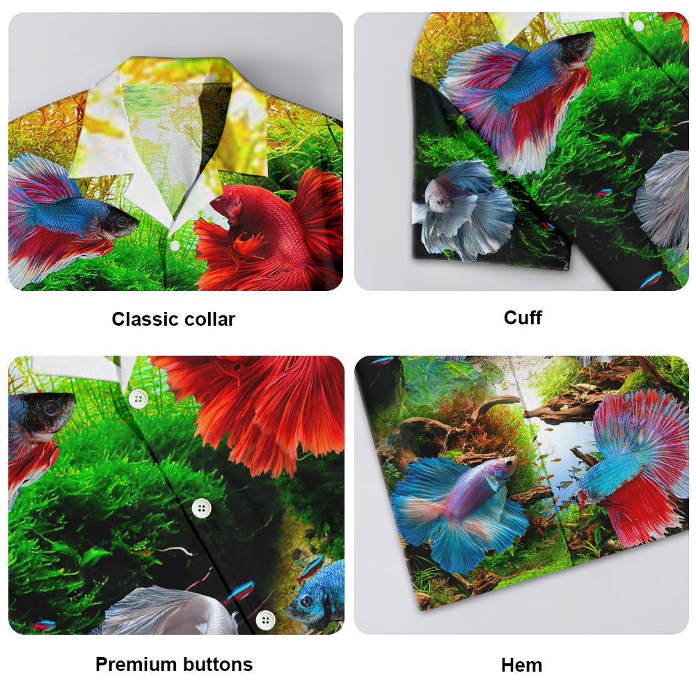 Fish Guppies Aquatic Hawaiian Shirt For Summer Vacation, Beach Travel, And Relaxed Casual Everyday Wear