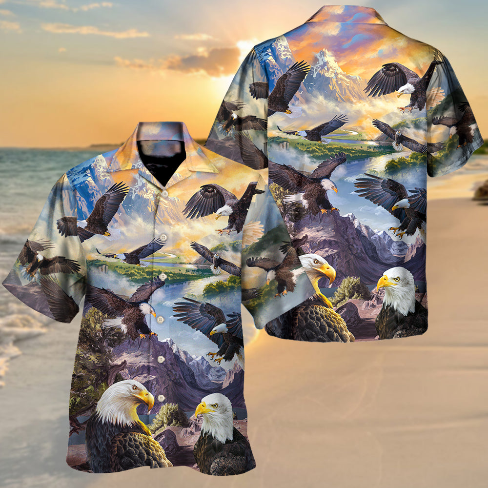 Eagle Spread Wings Sky Hawaiian Shirt For Resort Days, Summer Events, And Comfortable Outdoor Activities