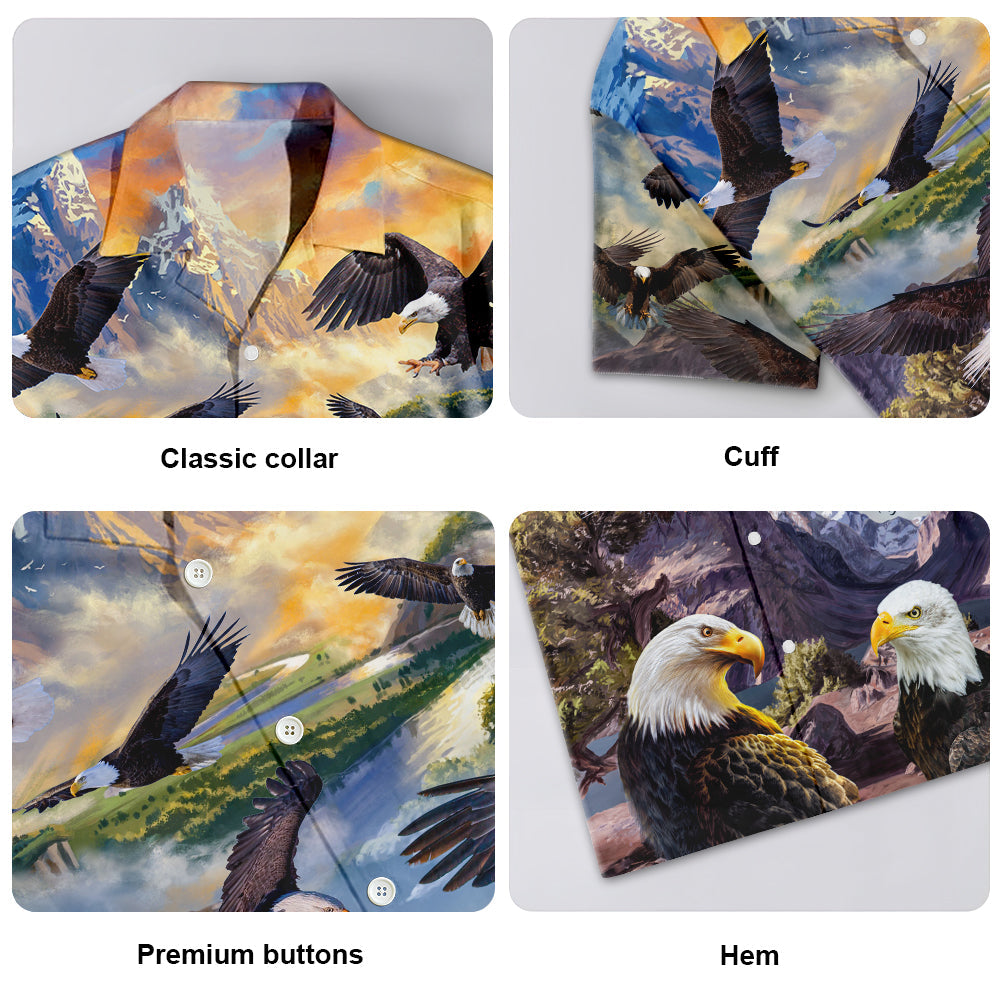 Eagle Spread Wings Sky Hawaiian Shirt For Resort Days, Summer Events, And Comfortable Outdoor Activities