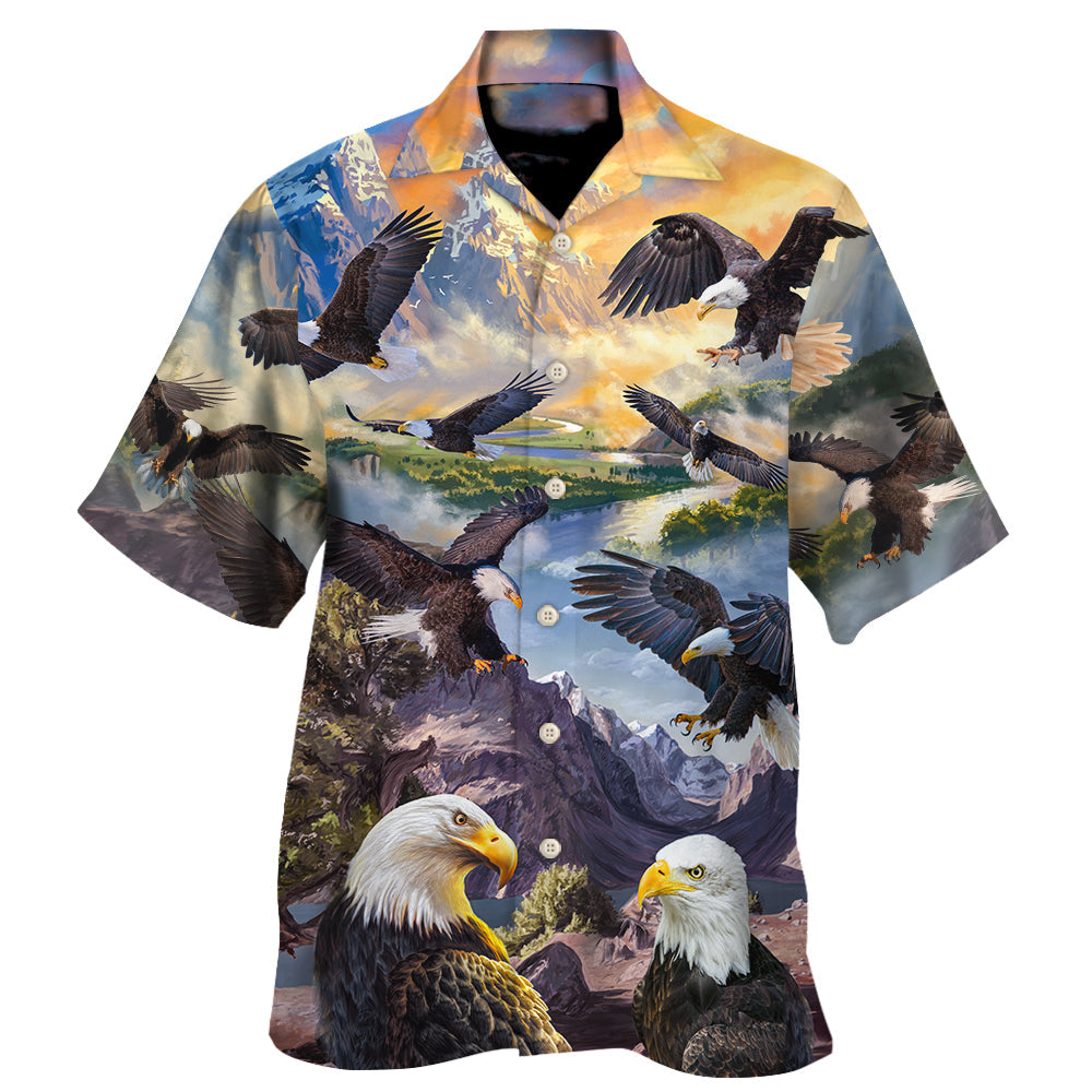 Eagle Spread Wings Sky Hawaiian Shirt For Resort Days, Summer Events, And Comfortable Outdoor Activities