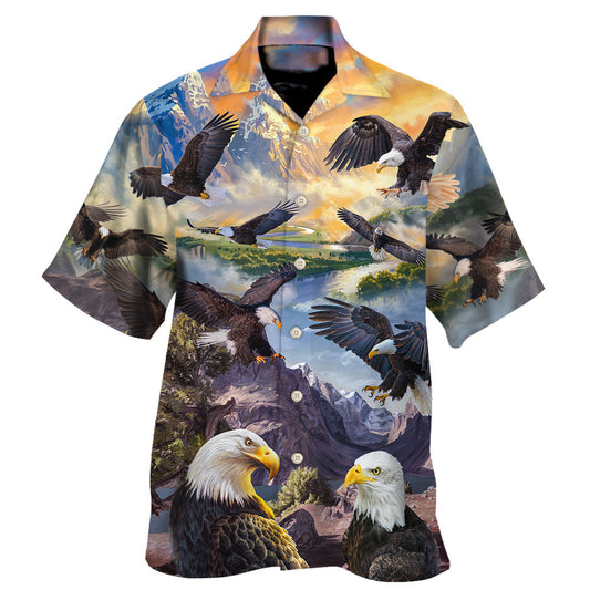 Eagle Spread Wings Sky Hawaiian Shirt For Resort Days, Summer Events, And Comfortable Outdoor Activities