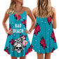 Skull Bad Beach Skull V-Neck Sleeveless Cami Dress For Alternative Festivals And Bold Summer Style