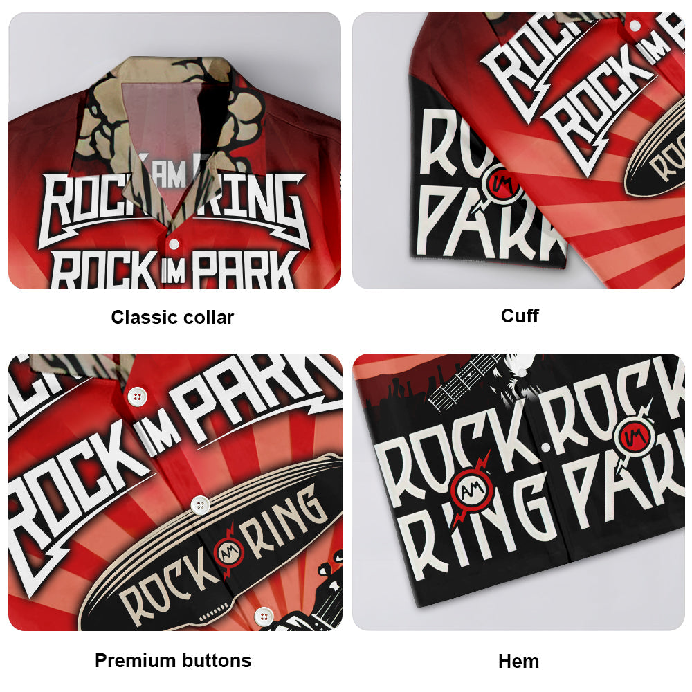 Rock Music Festival Hawaiian Shirt For Festival Travel, Beach Gatherings, And Relaxed Summer Style