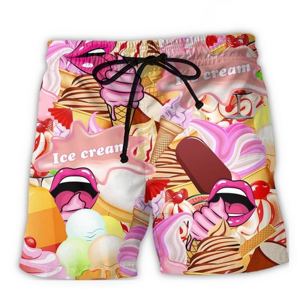 Colorful Ice Cream Summer Beach Shorts Design View For Comfortable Resort And Beach Styling