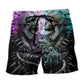 Flaming Skull Intense Beach Shorts Design View For Comfortable Resort And Beach Styling