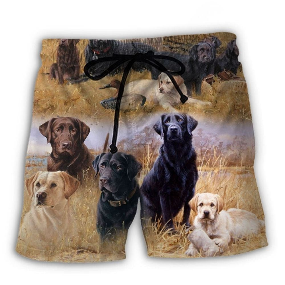 Labrador Retriever Hunting Dog Beach Shorts Artwork Detail For Tropical Travel And Everyday Wear