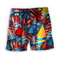 Colorful Fireworks Independence Day Beach Shorts For Beach Trips And Relaxed Vacation Styling