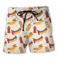 Funny Hot Dog Food Humor Beach Shorts Pattern Detail For Sunny Outdoor Activities