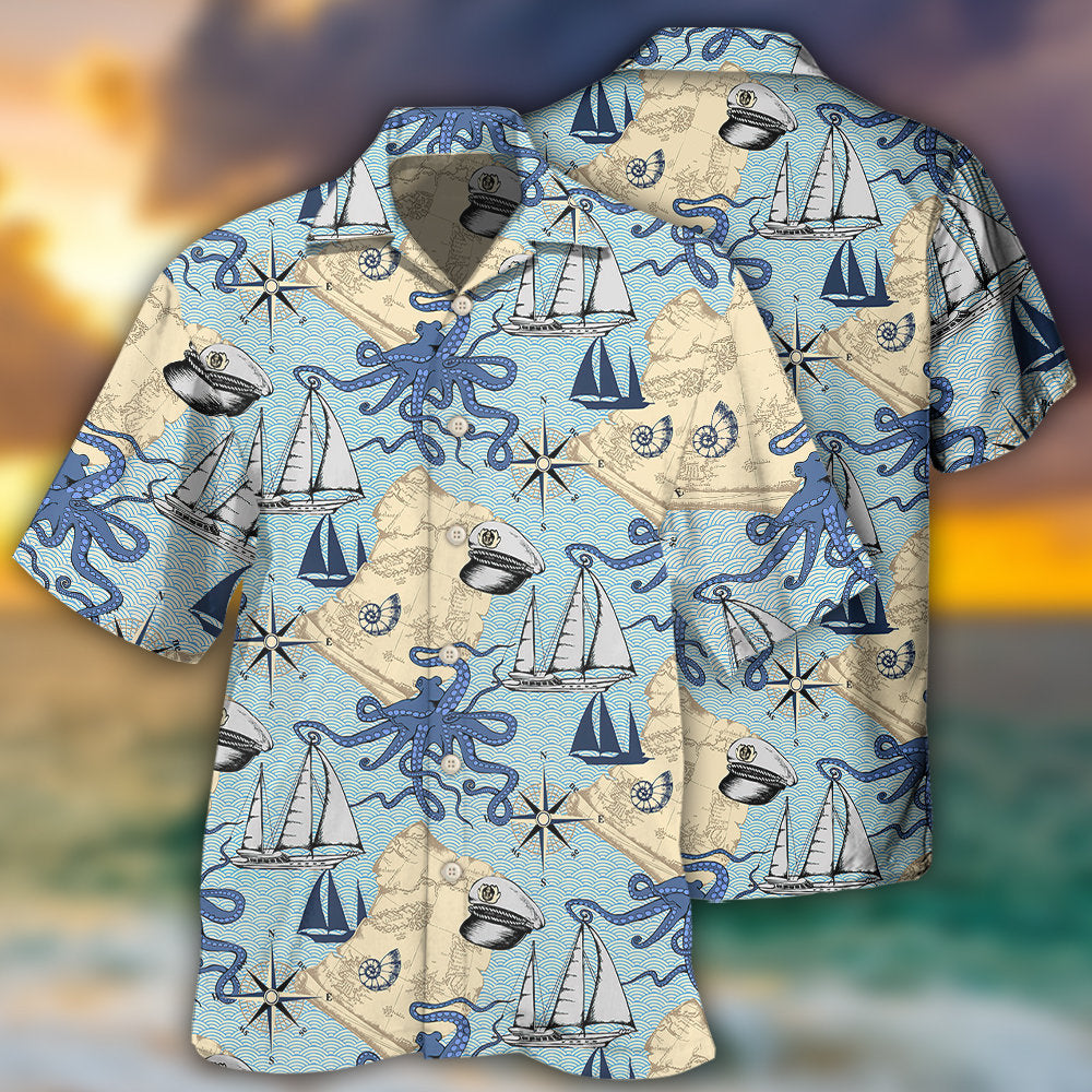 Creative Ocean Hawaiian Shirt For Summer Vacation, Beach Travel, And Casual Wear