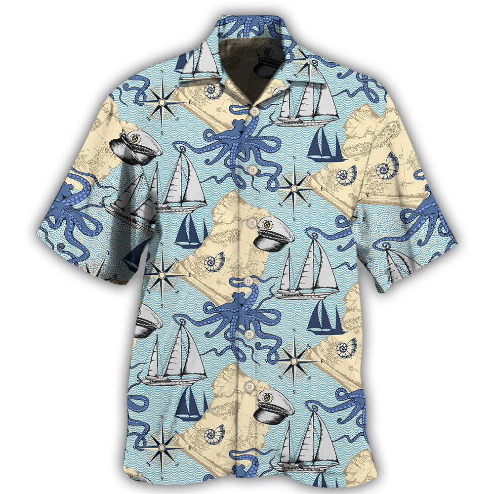 Creative Ocean Hawaiian Shirt For Summer Vacation, Beach Travel, And Casual Wear