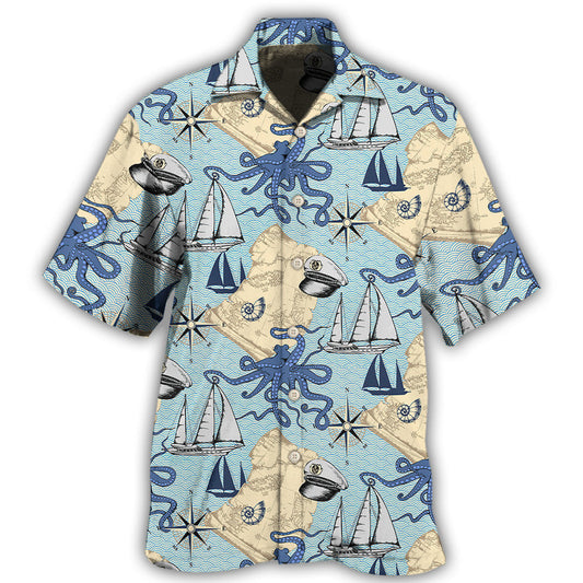 Creative Ocean Hawaiian Shirt For Summer Vacation, Beach Travel, And Casual Wear